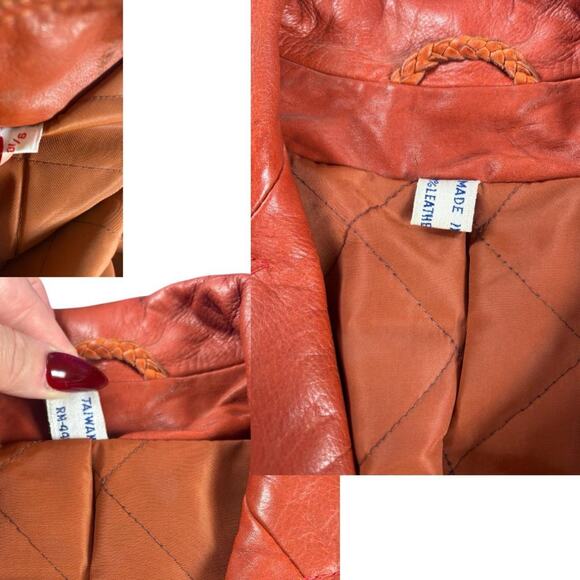 70'S VINTAGE RARE RUST BURNT ORANGE BUCKLE‎ TRENCH COAT JACKET S/M - Picture 7 of 7